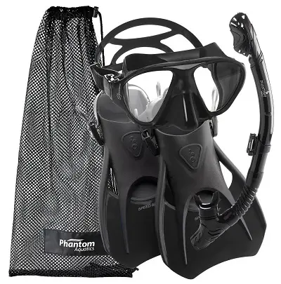 Phantom Aquatics Adult Speed Sport Mask Fin Snorkel Set