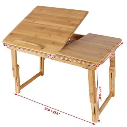 SONGMICS Bamboo Lap Desk Adjustable Breakfast Serving Bed Tray