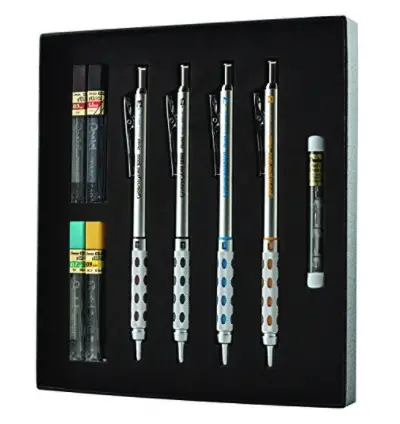 Pentel Arts GraphGear 1000 Premium Gift Set with Refill Leads & Erasers