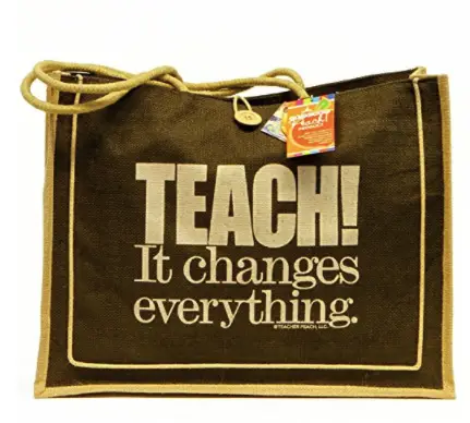 Teacher Peach Eco Friendly Oversized Jute Tote Bag