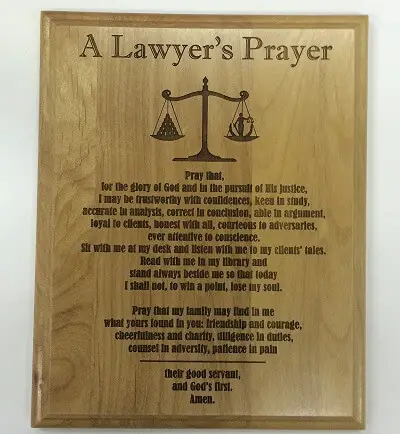 A Lawyer's Prayer Engraved