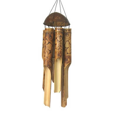 Beachcombers 41.25-Inch Long Burnt Flower Bamboo Windchime