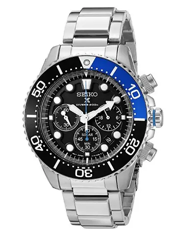 Seiko Men's SSC017 Prospex Analog Japanese Quartz Solar Stainless Steel Dive Watch