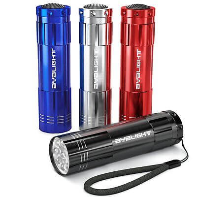 BYB Pack of 4, Super Bright 9 LED Mini Aluminum Flashlight