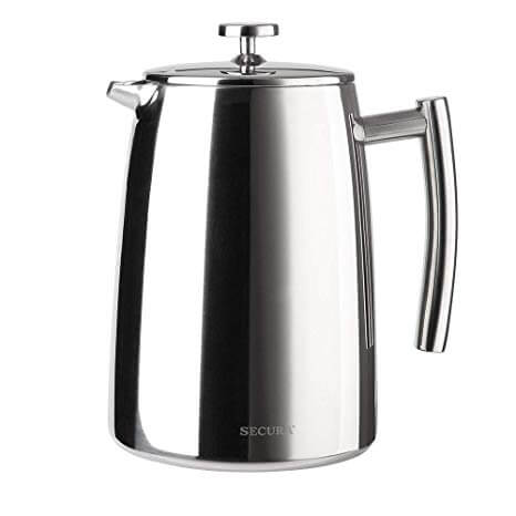 KONA French Press Coffee Maker Large Comfortable Handle & Glass Protecting  Stylish Stainless Steel Frame 34