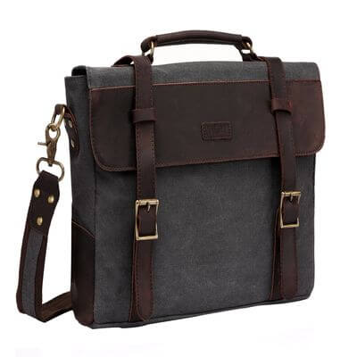 Vaschy Vintage Canvas Leather Messenger Bag