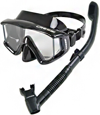 Cressi Panoramic Wide View Mask & Dry Snorkel Kit for Snorkeling