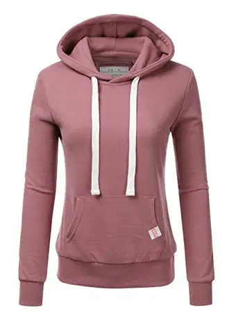 Doublju Basic Lightweight Pullover Hoodie Sweatshirt for Women