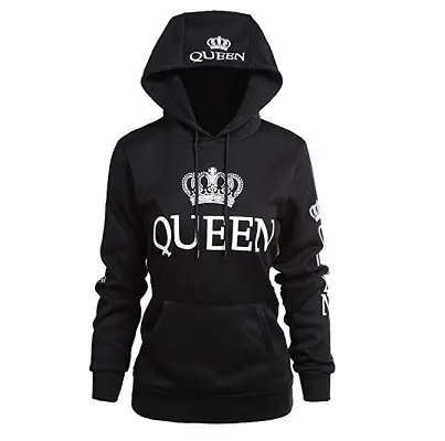 Fenghuo Women's Front Pocket Queen Hoodie Sweatershirt